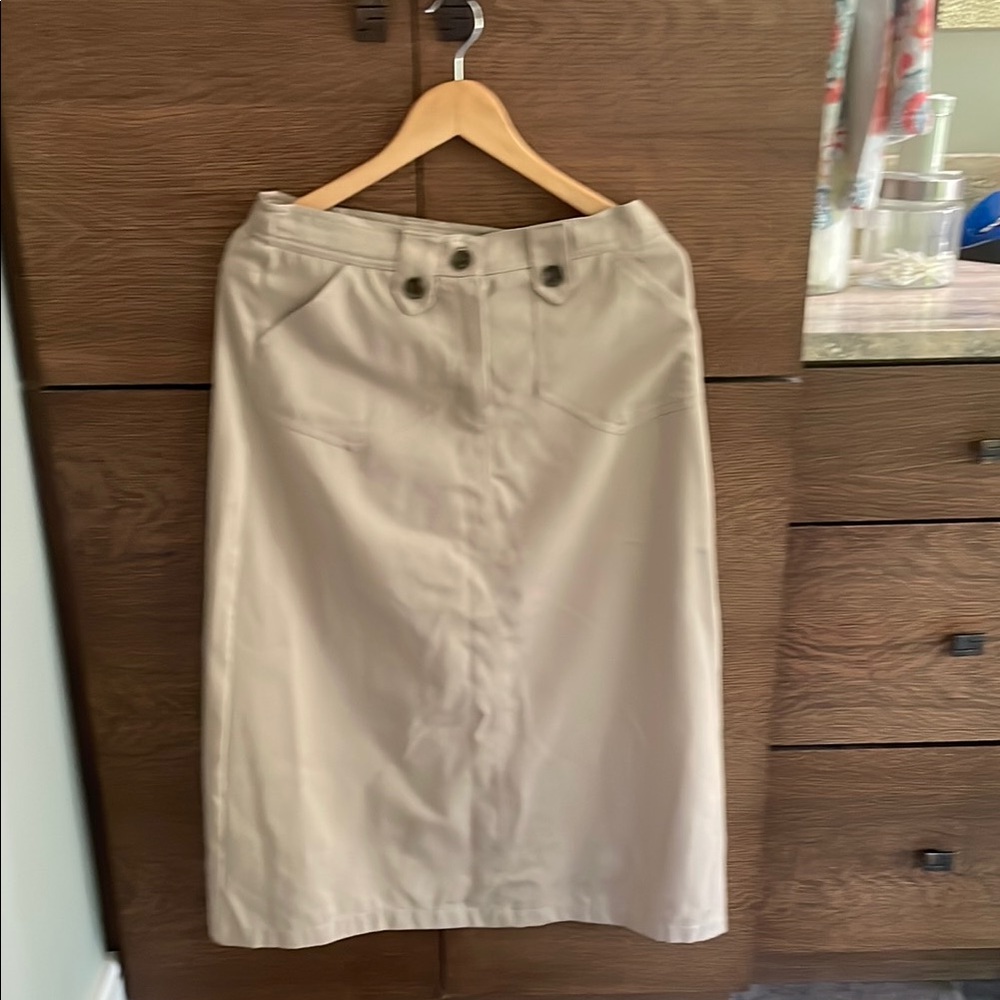 Southern Lady Tan Midi Pencil Skirt Cargo Style